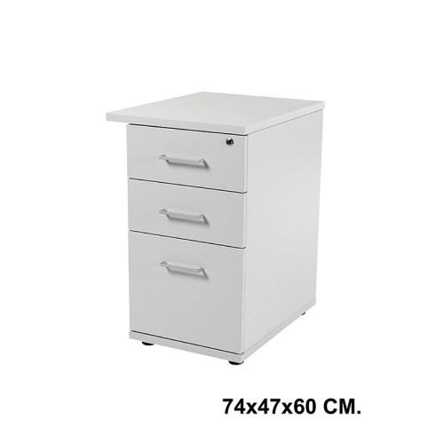 Buck rocada store, 74x47x60 cm. 2 cajones + 1 cajón archivo, gris / gris