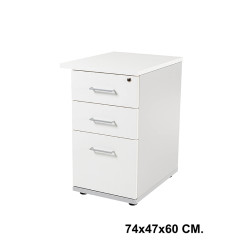 Buck rocada store, 74x47x60 cm. 2 cajones + 1 cajón archivo, gris / blanco