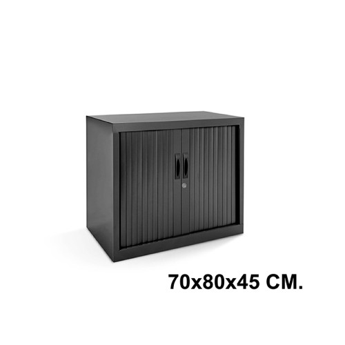Armario metálico de persiana rocada store, 70x80x45 cm. 1 estante, negro / negro