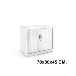 Armario metálico de persiana rocada store, 70x80x45 cm. 1 estante, blanco / blanco