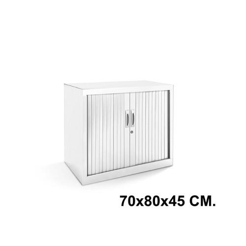 Armario metálico de persiana rocada store, 70x80x45 cm. 1 estante, blanco / blanco