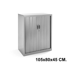 Armario metálico de persiana rocada store, 105x80x45 cm. 2 estantes, gris / gris