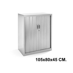 Armario metálico de persiana rocada store, 105x80x45 cm. 2 estantes, gris claro / gris claro