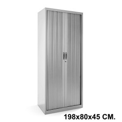 Armario metálico de persiana rocada store, 198x80x45 cm. 4 estantes, gris / gris