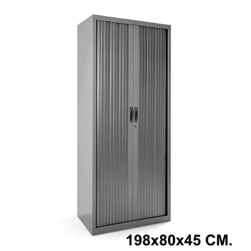 Armario metálico de persiana rocada store, 198x80x45 cm. 4 estantes, antracita / antracita