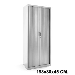 Armario metálico de persiana rocada store, 198x80x45 cm. 4 estantes, gris claro / gris claro