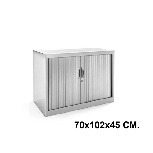 Armario metálico de persiana rocada store, 70x102x45 cm. 1 estante, gris claro / gris claro