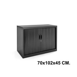 Armario metálico de persiana rocada store, 70x102x45 cm. 1 estante, negro / negro