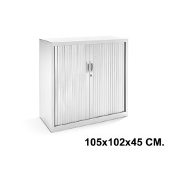 Armario metálico de persiana rocada store, 105x102x45 cm. 2 estantes, blanco / blanco