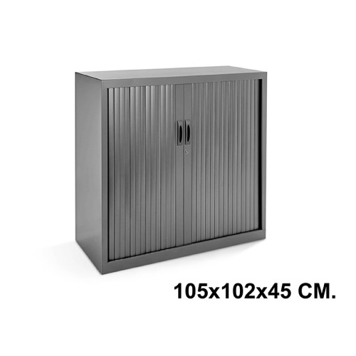 Armario metálico de persiana rocada store, 105x102x45 cm. 2 estantes, antracita / antracita