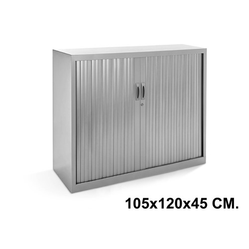 Armario metálico de persiana rocada store, 105x120x45 cm. 2 estantes, gris / gris