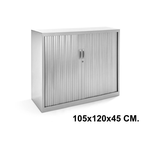 Armario metálico de persiana rocada store, 105x120x45 cm. 2 estantes, gris claro / gris claro