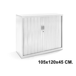 Armario metálico de persiana rocada store, 105x120x45 cm. 2 estantes, blanco / blanco