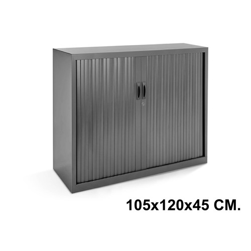 Armario metálico de persiana rocada store, 105x120x45 cm. 2 estantes, antracita / antracita