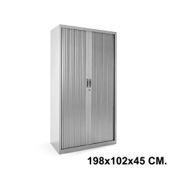 Armario metálico de persiana rocada store, 198x102x45 cm. 4 estantes, gris / gris