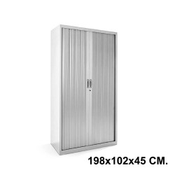 Armario metálico de persiana rocada store, 198x102x45 cm. 4 estantes, gris claro / gris claro