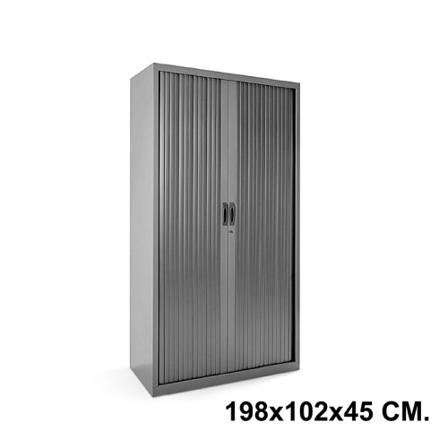 Armario metálico de persiana rocada store, 198x102x45 cm. 4 estantes, antracita / antracita