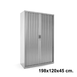 Armario metálico de persiana rocada store, 198x120x45 cm. 4 estantes, gris / gris