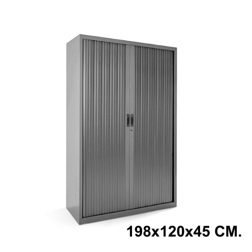 Armario metálico de persiana rocada store, 198x120x45 cm. 4 estantes, antracita / antracita