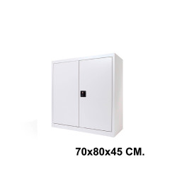 Armario metálico con puertas batientes rocada store, 70x80x45 cm. 1 estante, blanco / blanco