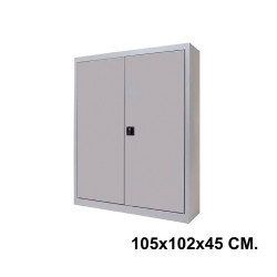 Armario metálico con puertas batientes rocada store, 105x102x45 cm. 2 estantes, gris / gris