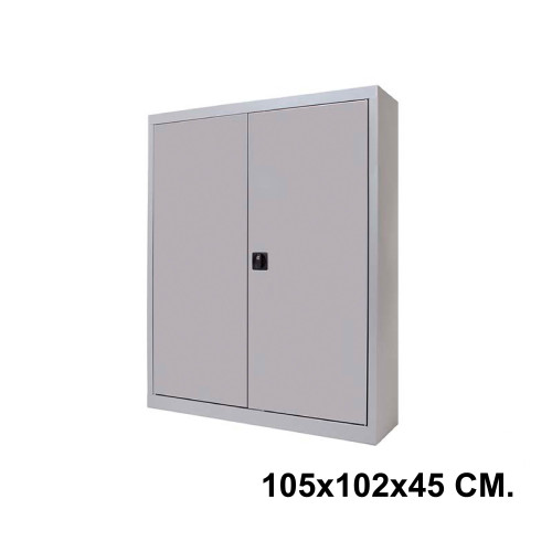 Armario metálico con puertas batientes rocada store, 105x102x45 cm. 2 estantes, gris / gris