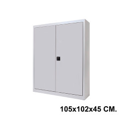 Armario metálico con puertas batientes rocada store, 105x102x45 cm. 2 estantes, gris claro / gris claro