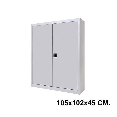 Armario metálico con puertas batientes rocada store, 105x102x45 cm. 2 estantes, gris claro / gris claro