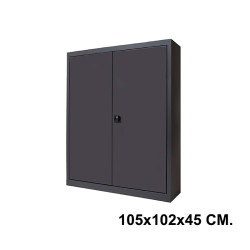 Armario metálico con puertas batientes rocada store, 105x102x45 cm. 2 estantes, negro / negro