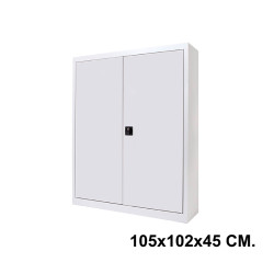 Armario metálico con puertas batientes rocada store, 105x102x45 cm. 2 estantes, blanco / blanco