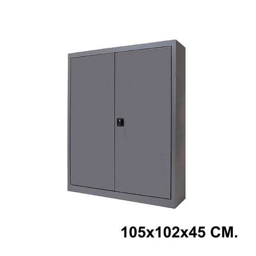 Armario metálico con puertas batientes rocada store, 105x102x45 cm. 2 estantes, antracita / antracita