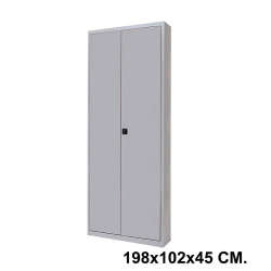 Armario metálico con puertas batientes rocada store, 198x102x45 cm. 4 estantes, gris / gris
