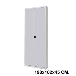 Armario metálico con puertas batientes rocada store, 198x102x45 cm. 4 estantes, gris claro / gris claro