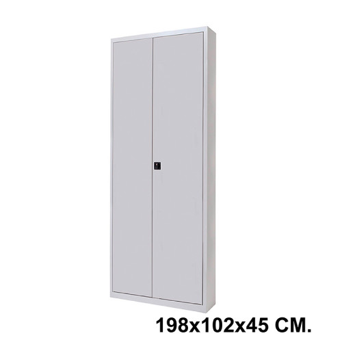 Armario metálico con puertas batientes rocada store, 198x102x45 cm. 4 estantes, gris claro / gris claro