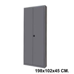 Armario metálico con puertas batientes rocada store, 198x102x45 cm. 4 estantes, antracita / antracita