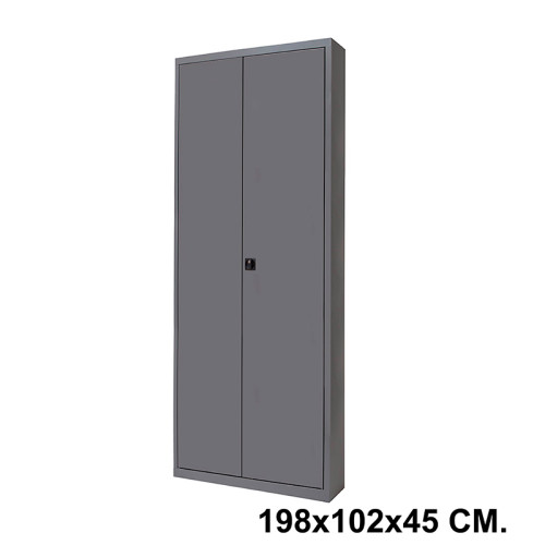 Armario metálico con puertas batientes rocada store, 198x102x45 cm. 4 estantes, antracita / antracita