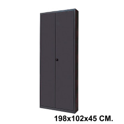 Armario metálico con puertas batientes rocada store, 198x102x45 cm. 4 estantes, negro / negro