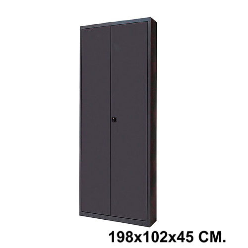 Armario metálico con puertas batientes rocada store, 198x102x45 cm. 4 estantes, negro / negro