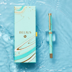 Bolígrafo de aluminio belius aqua, 1,0 mm. turquesa/dorado, azul