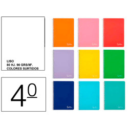 Cuaderno espiral tapa dura liderpapel serie witty, 4º, 80 hj. 90 grs/m². liso s/m. colores surtidos
