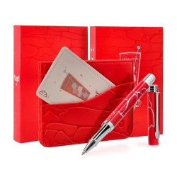 Bolígrafo de aluminio belius cocktails, bloody mary, 0,8 mm. rojo/plata, azul