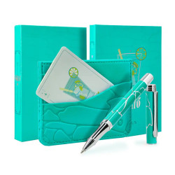 Bolígrafo de aluminio belius cocktails, mojito, 0,8 mm. verde lima/plata, azul