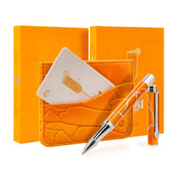 Bolígrafo de aluminio belius cocktails, piña colada, 0,8 mm. naranja/plata, azul