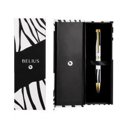 Bolígrafo de aluminio belius dualitá, 1,0 mm. blanco/negro, azul