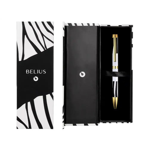 Bolígrafo de aluminio belius dualitá, 1,0 mm. blanco/negro, azul