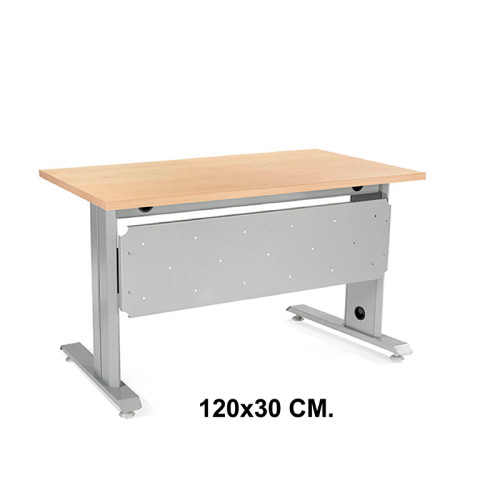 Faldón para mesa de oficina rocada metal, 140x80x72 cm. 120x30 cm. aluminio