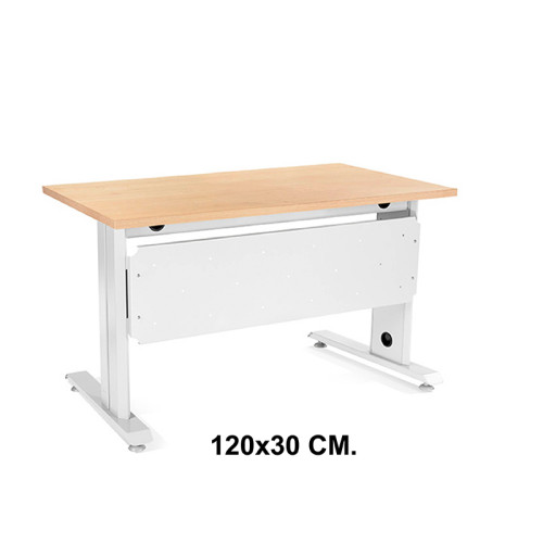 Faldón para mesa de oficina rocada metal, 140x80x72 cm. 120x30 cm. blanco