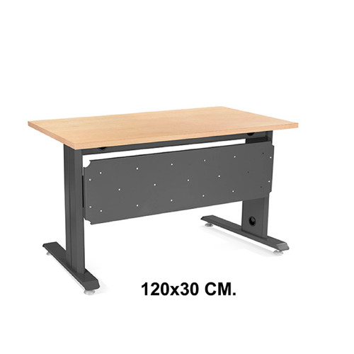 Faldón para mesa de oficina rocada metal, 140x80x72 cm. 120x30 cm. antracita