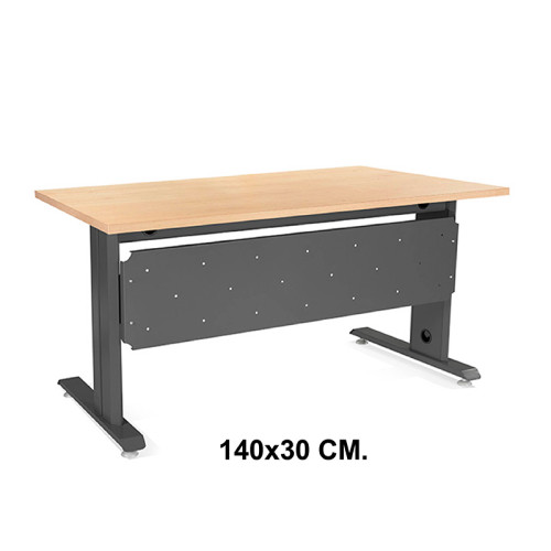 Faldón para mesa de oficina rocada metal, 160x80x72 cm. 140x30 cm. antracita