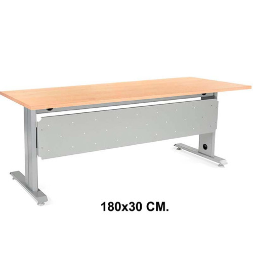 Faldón para mesa de oficina rocada metal, 200x80x72 cm. 180x30 cm. aluminio